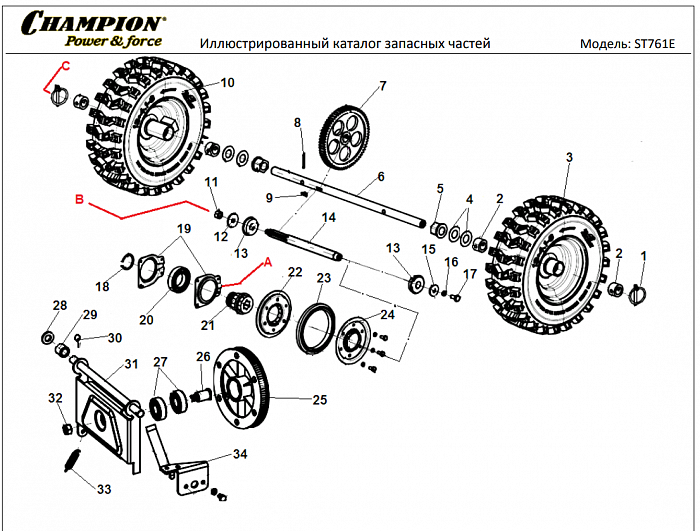 5 КОЛЕСА - ШЕСТЕРНИ | СНЕГОУБОРЩИК CHAMPION ST761E